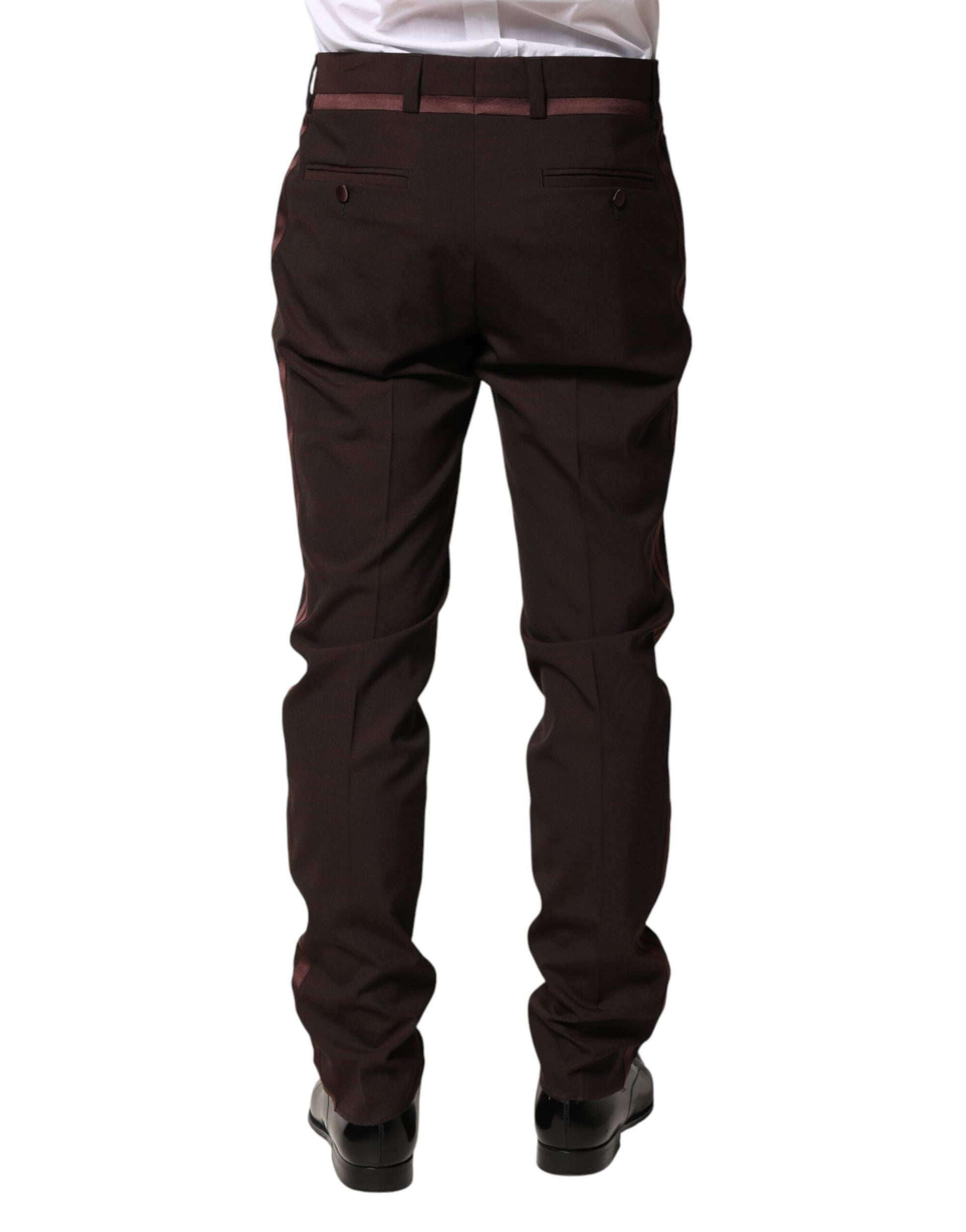 Brown Polyester Men Dress Trousers Pants