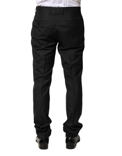 Black Stripes Wool Men Dress Trousers Pants