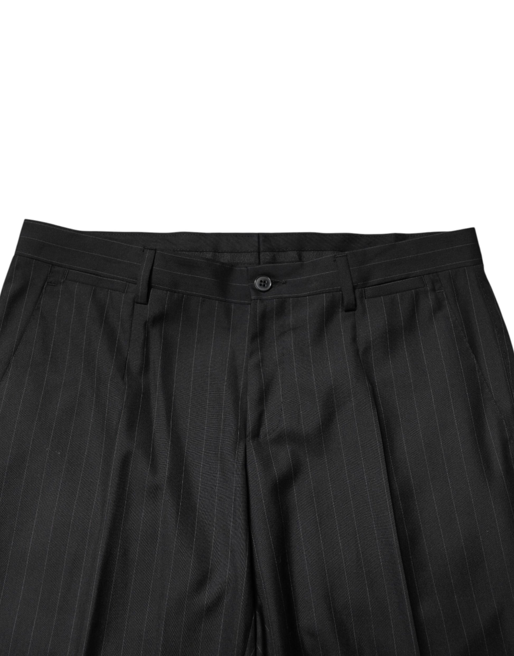 Black Stripes Wool Men Dress Trousers Pants