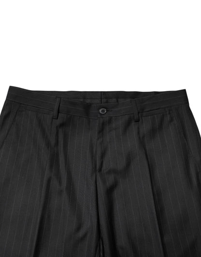 Black Stripes Wool Men Dress Trousers Pants
