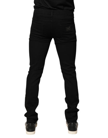 Black Sacred Heart Men Cotton Denim Jeans