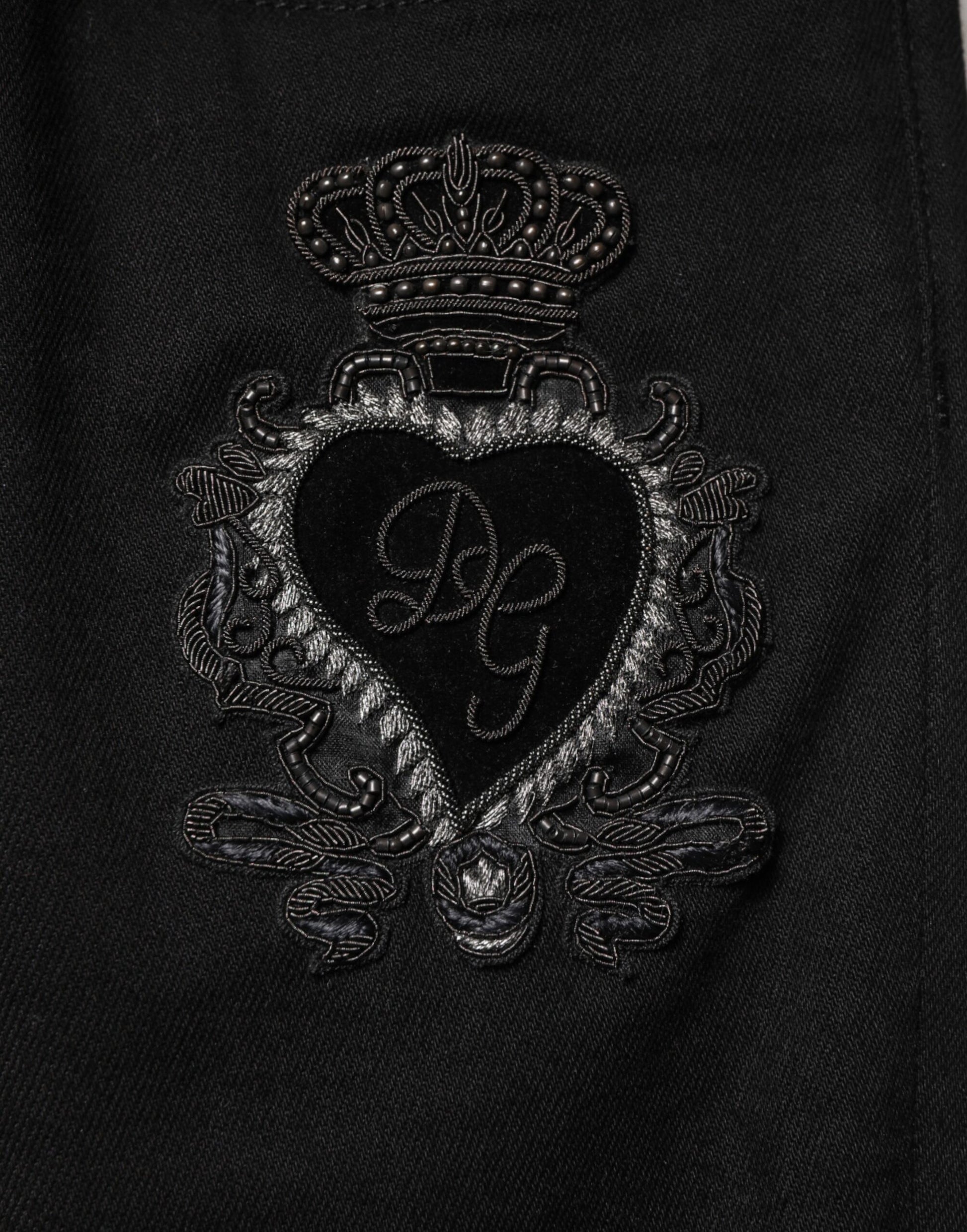 Black Sacred Heart Men Cotton Denim Jeans