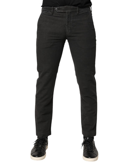 Dark Gray Cotton Mid Waist Skinny Men Denim Jeans