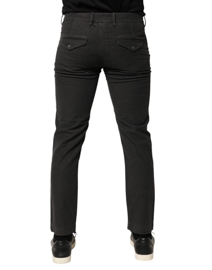 Dark Gray Cotton Mid Waist Skinny Men Denim Jeans