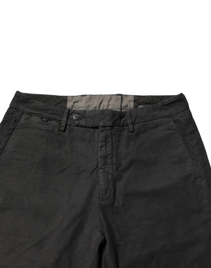 Dark Gray Cotton Mid Waist Skinny Men Denim Jeans