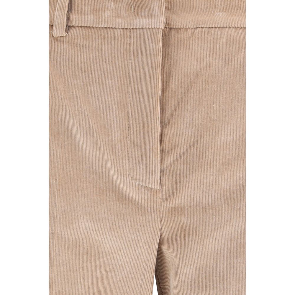 Beige Cotton Casual Pants