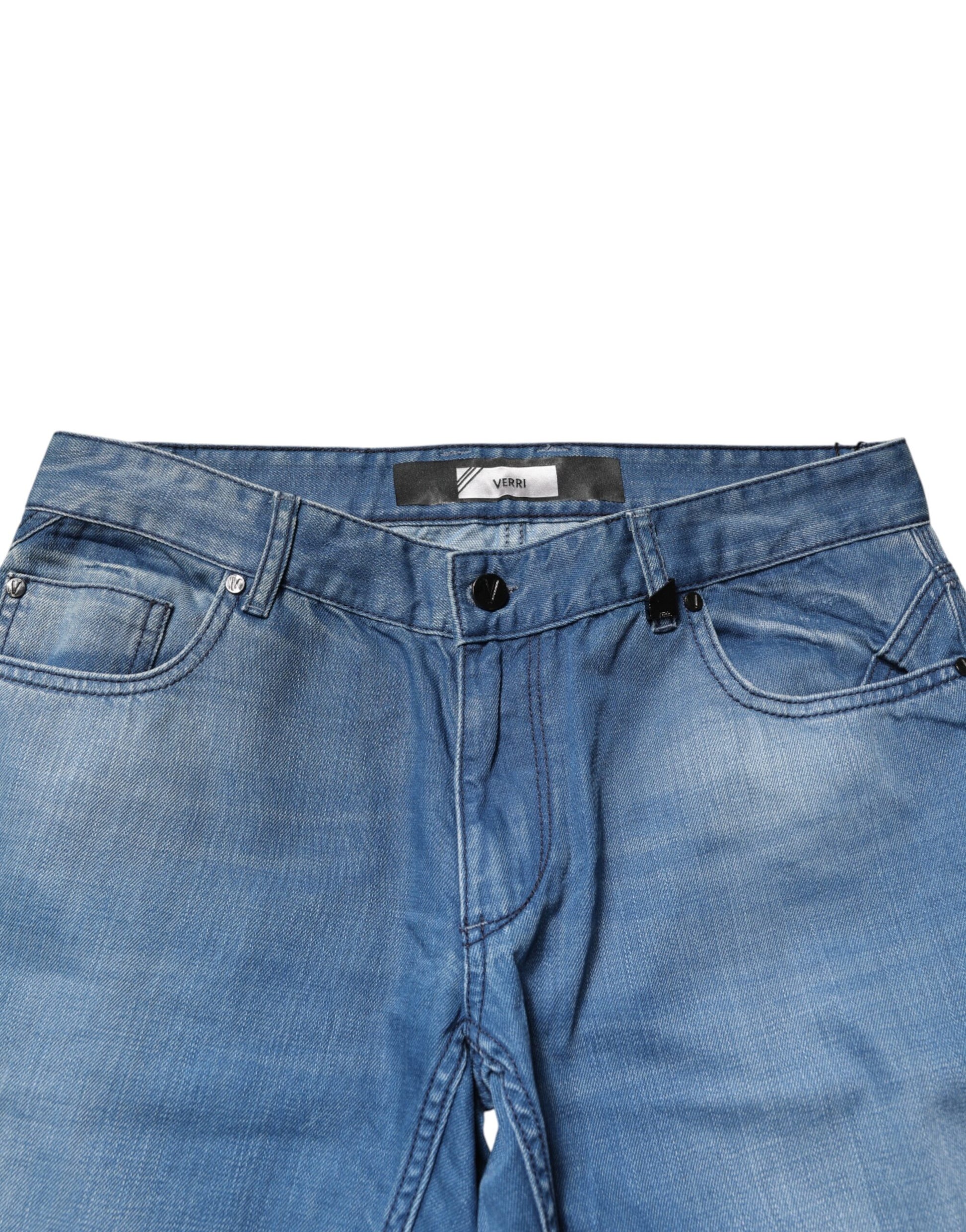 Blue Washed Cotton Skinny Fit Men Denim Trouser Jeans