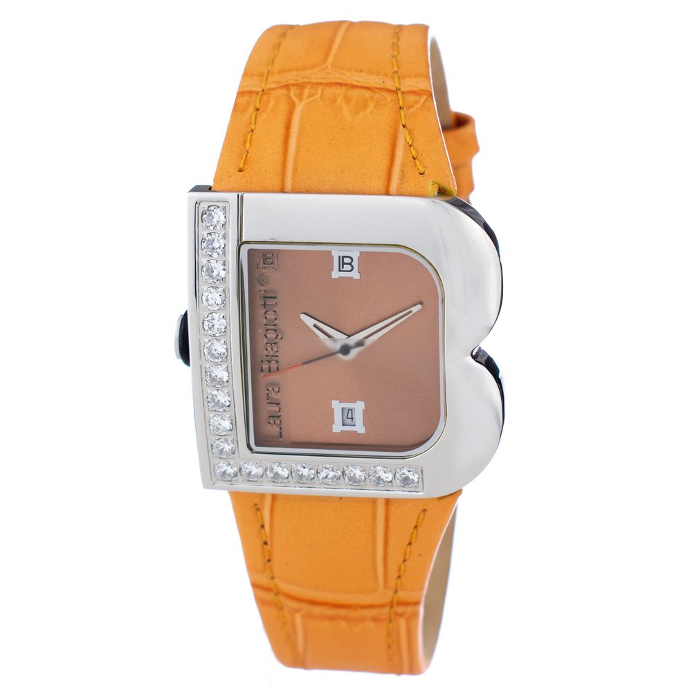 Orange Leather Dress Watch