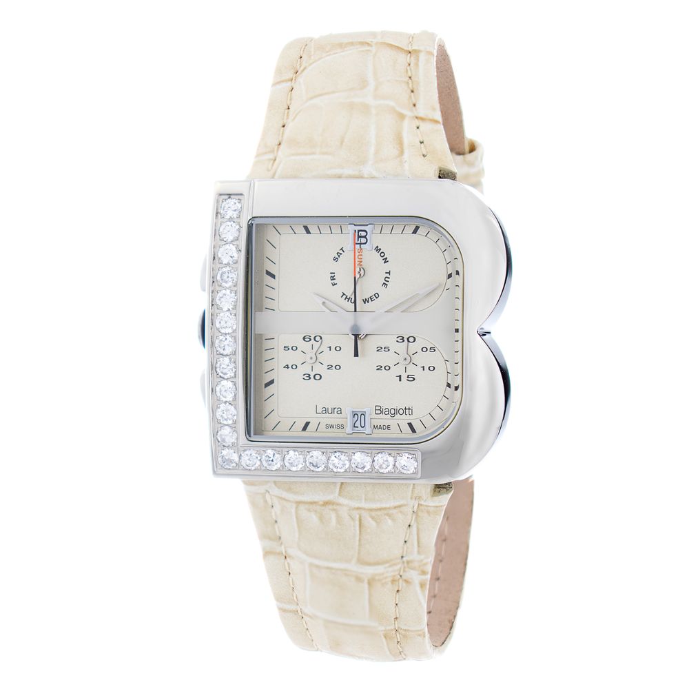 Cream Leather Dress Watch