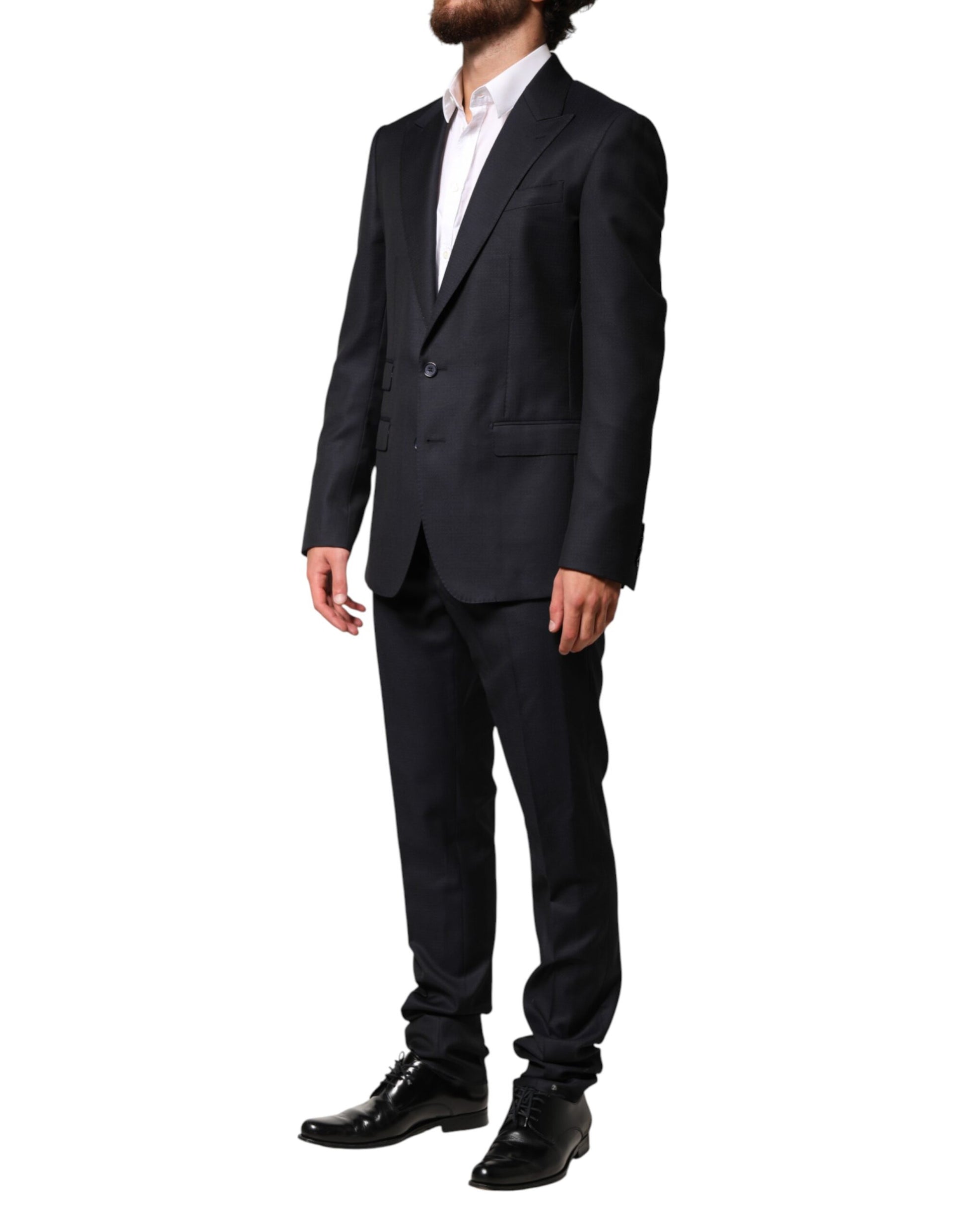 Black Wool Single Breasted Men 2 Piece Suit
