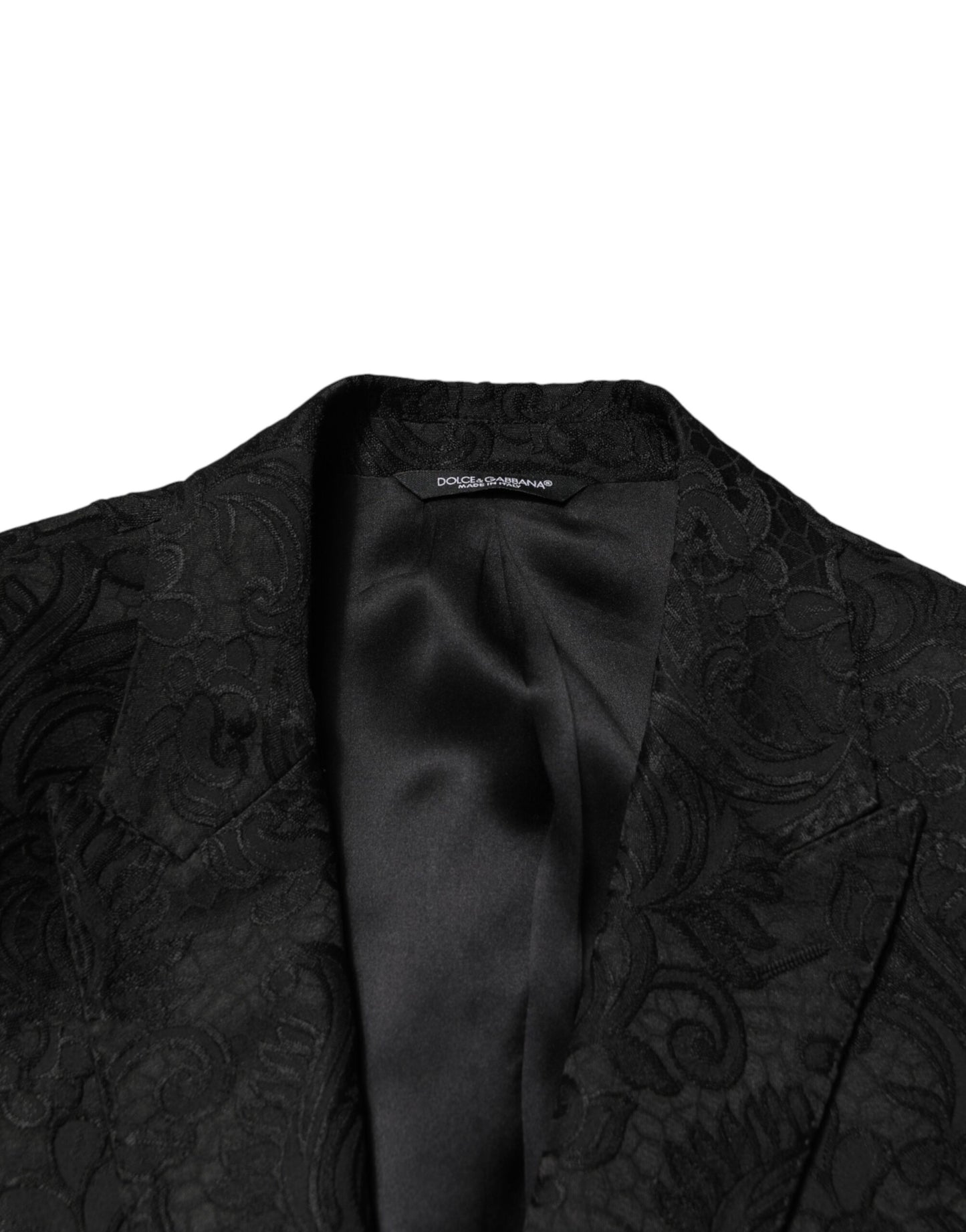 Black Brocade Single Breasted 2 Piece Suit
