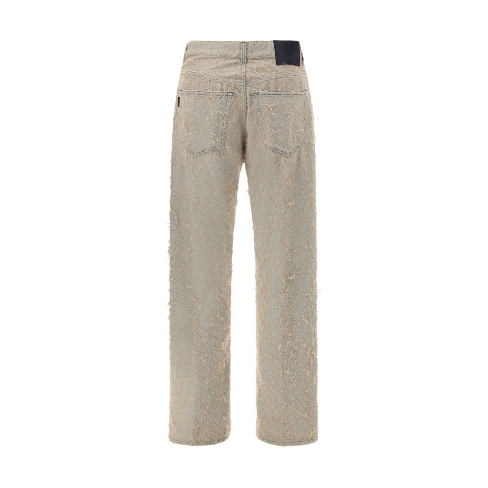 Light Blue Cotton Straight-Leg Jeans