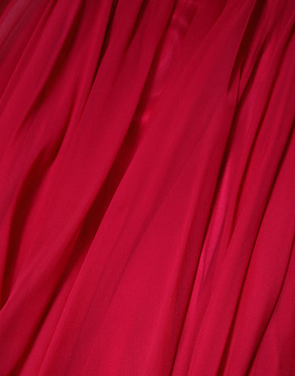 Pink Silk Embellished A-line Midi Dress