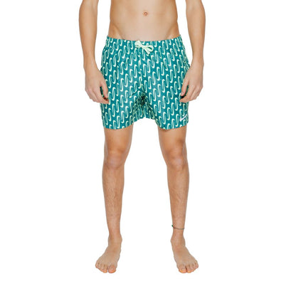 Green Polyester Swim Shorts