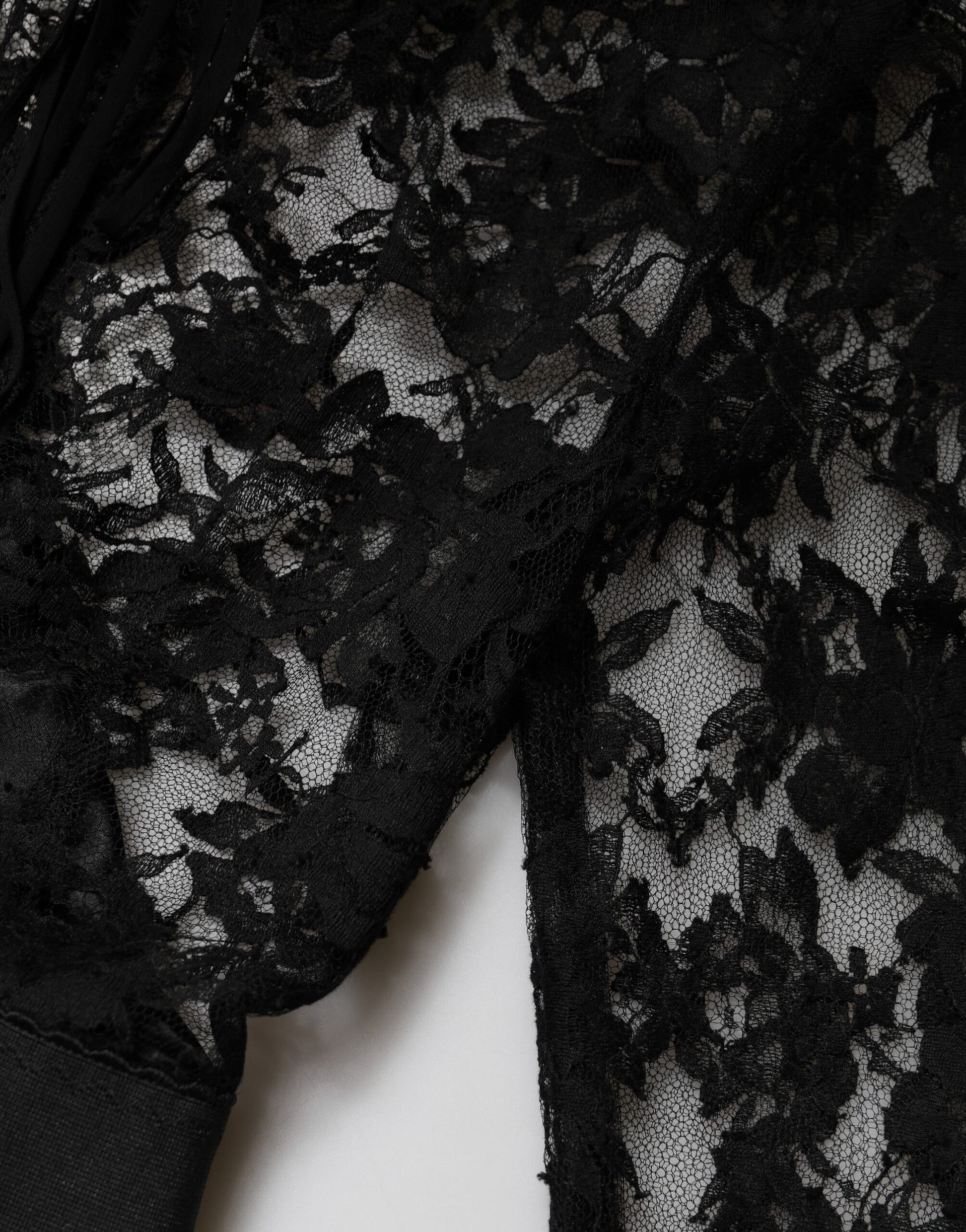 Black Lace Trim Cotton Sheath Midi Dress