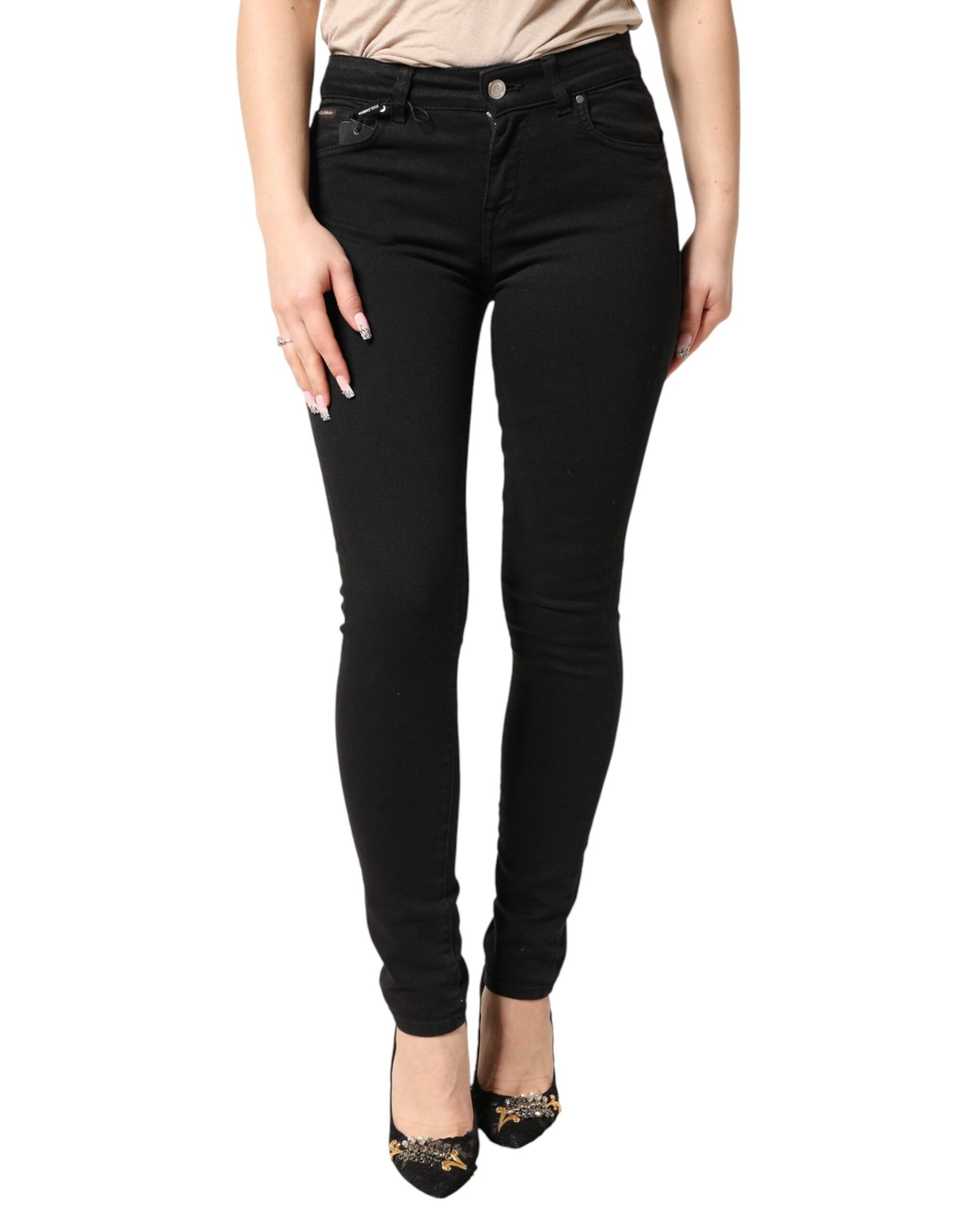 Black Cotton Stretch Skinny Denim Jeans