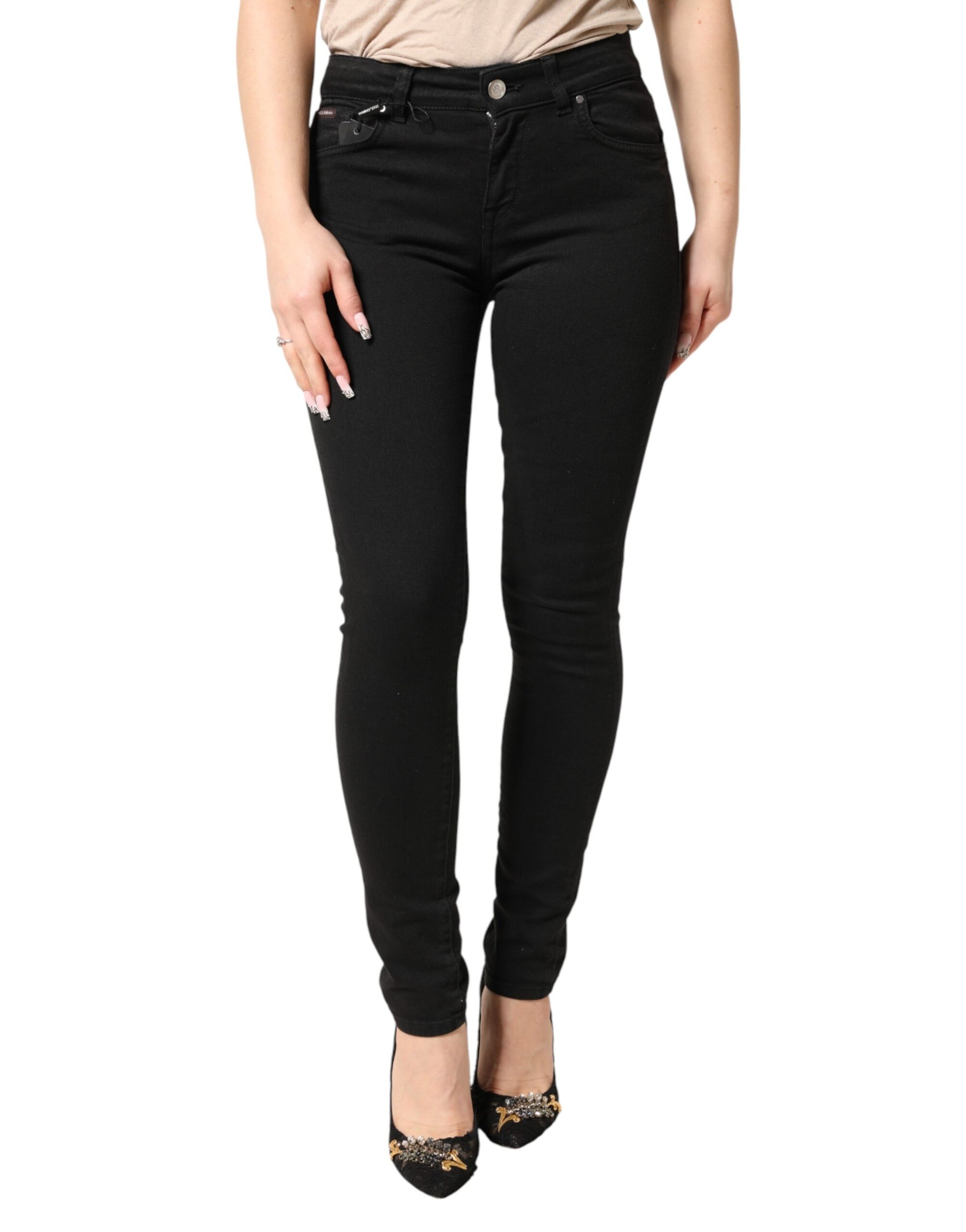 Black Cotton Stretch Skinny Denim Jeans