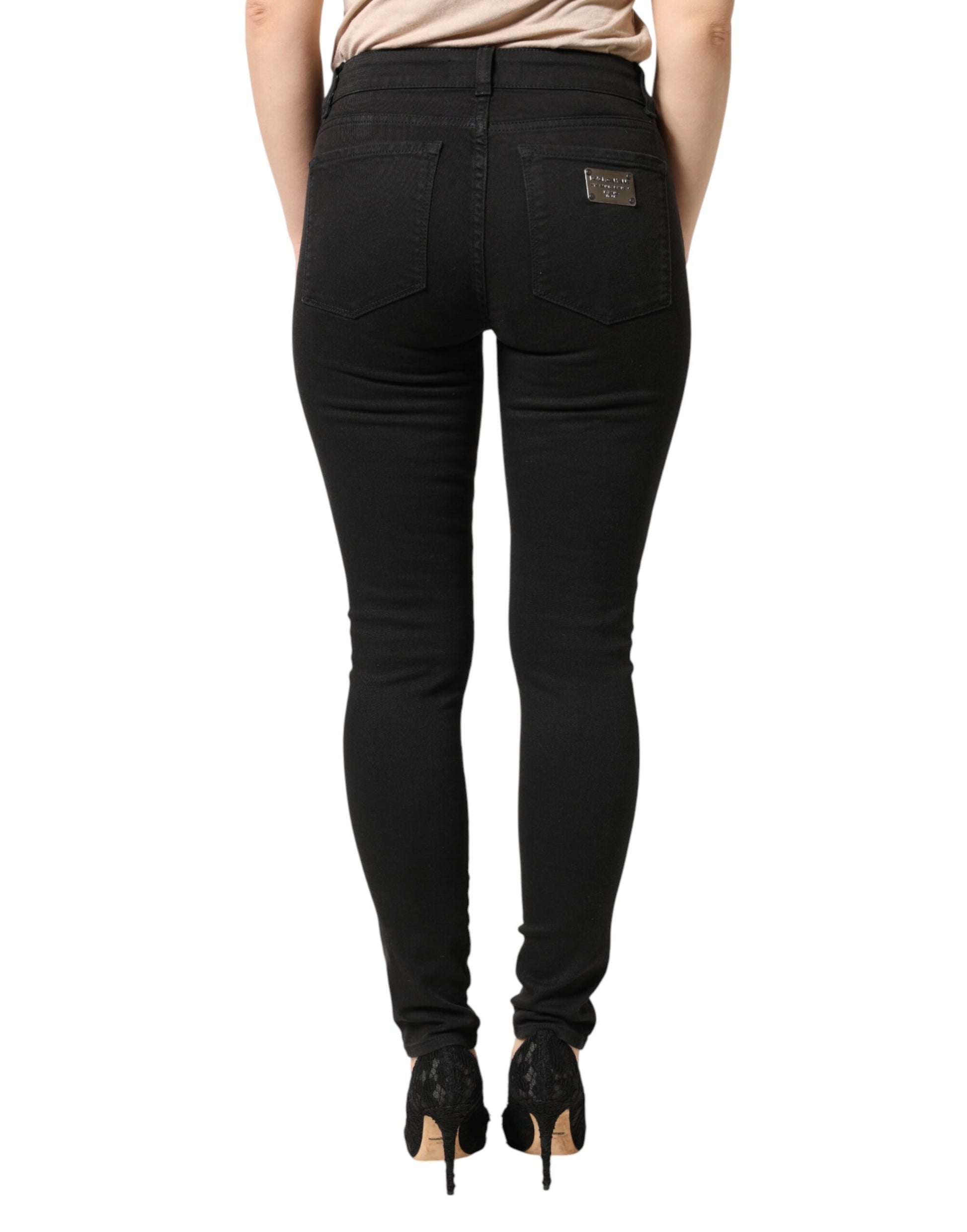 Black Cotton Stretch Skinny Denim Jeans