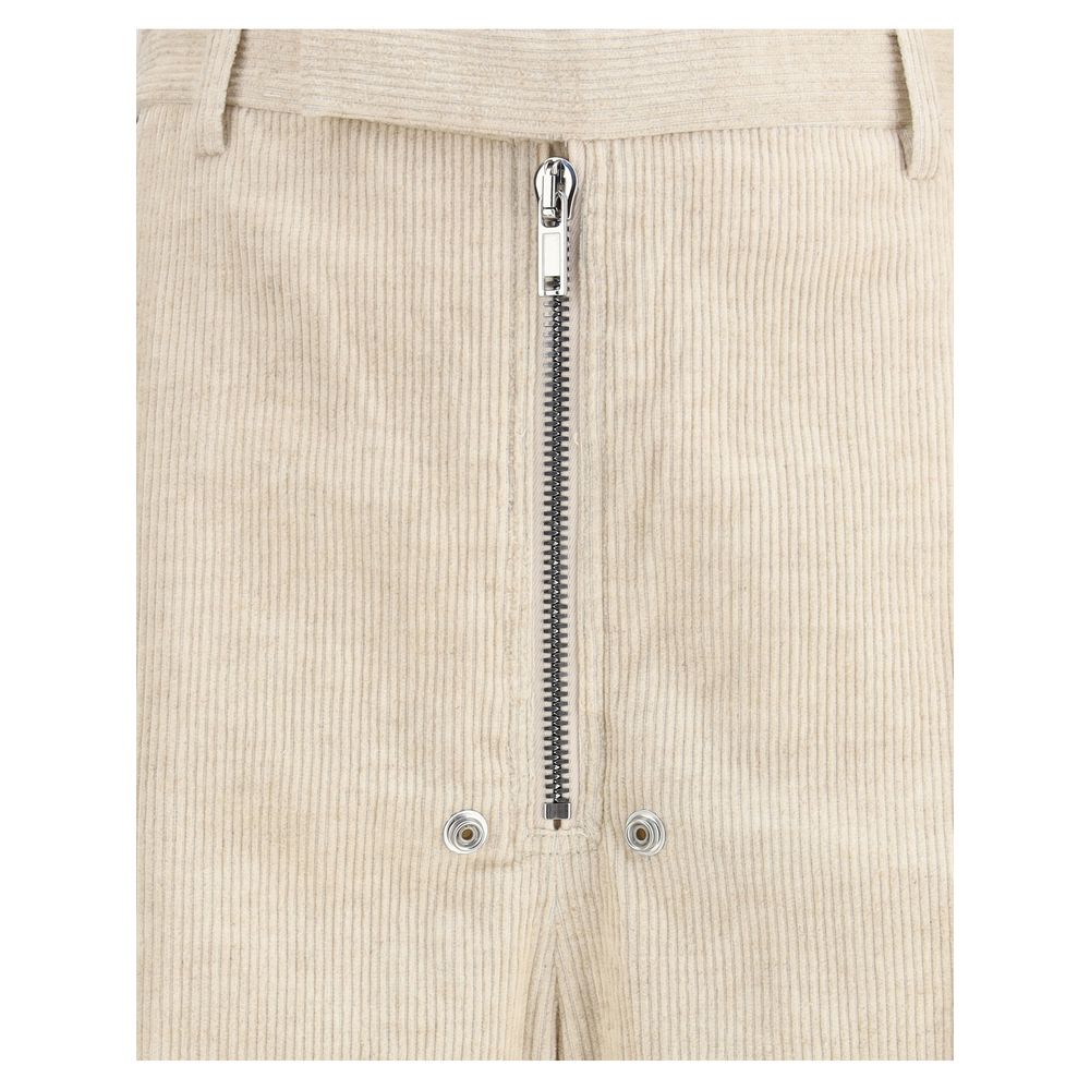 Beige Cotton Casual Pants