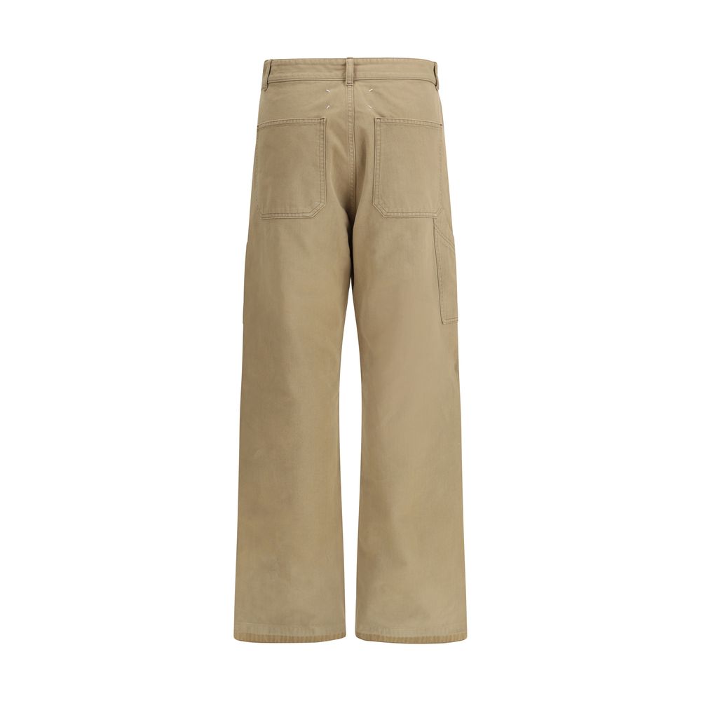 Beige Cotton Cargo Pants