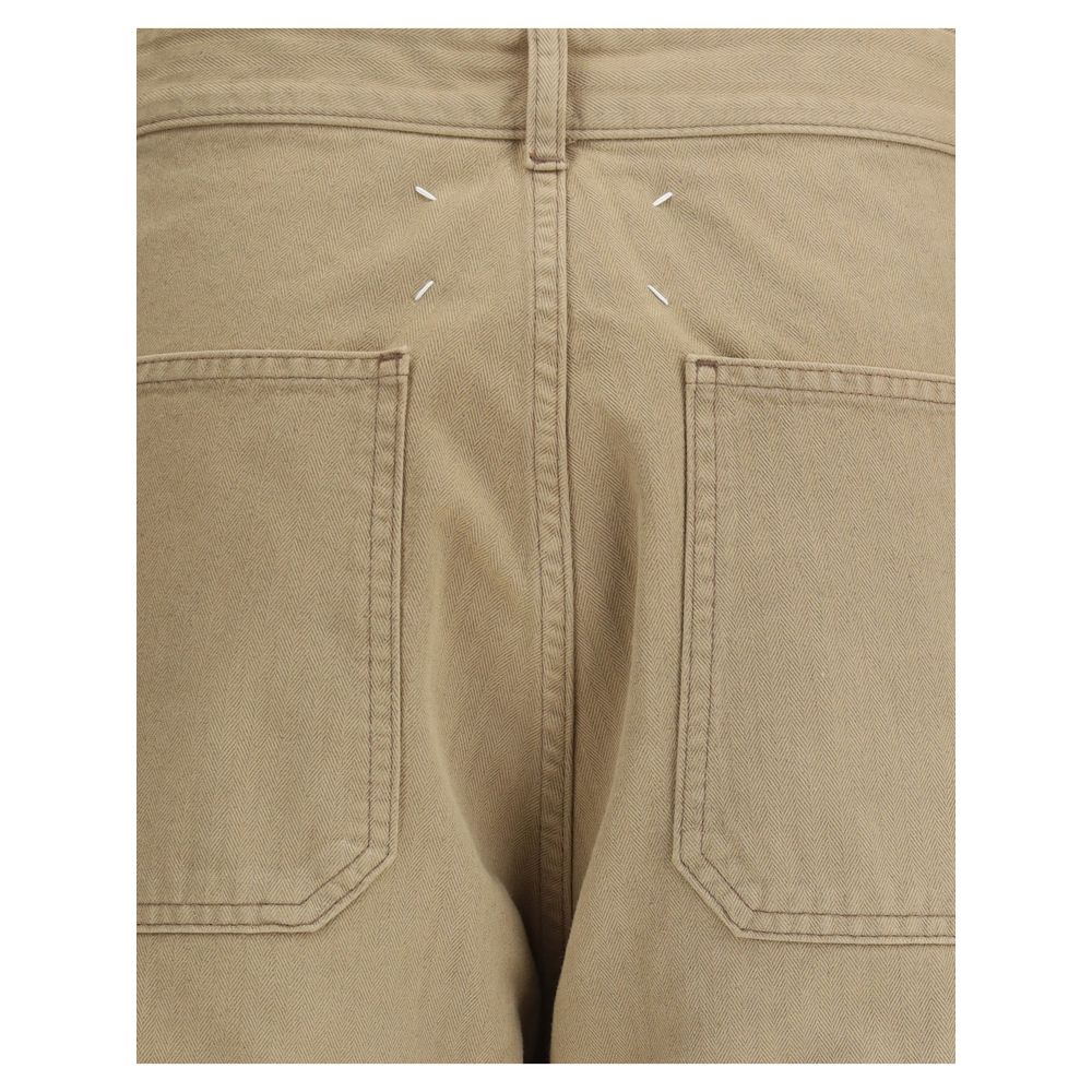Beige Cotton Cargo Pants