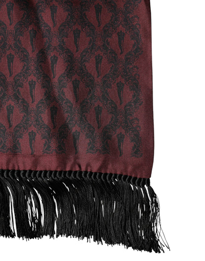 Maroon Silk Fringes Neck Wrap Foulard Scarf