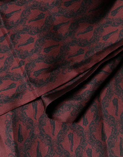 Maroon Silk Fringes Neck Wrap Foulard Scarf