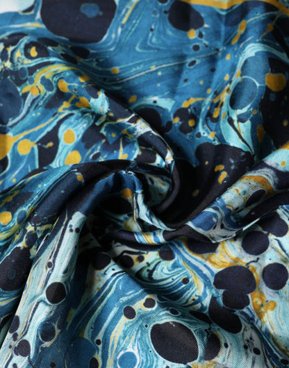Multicolor Marble Square Foulard Scarf