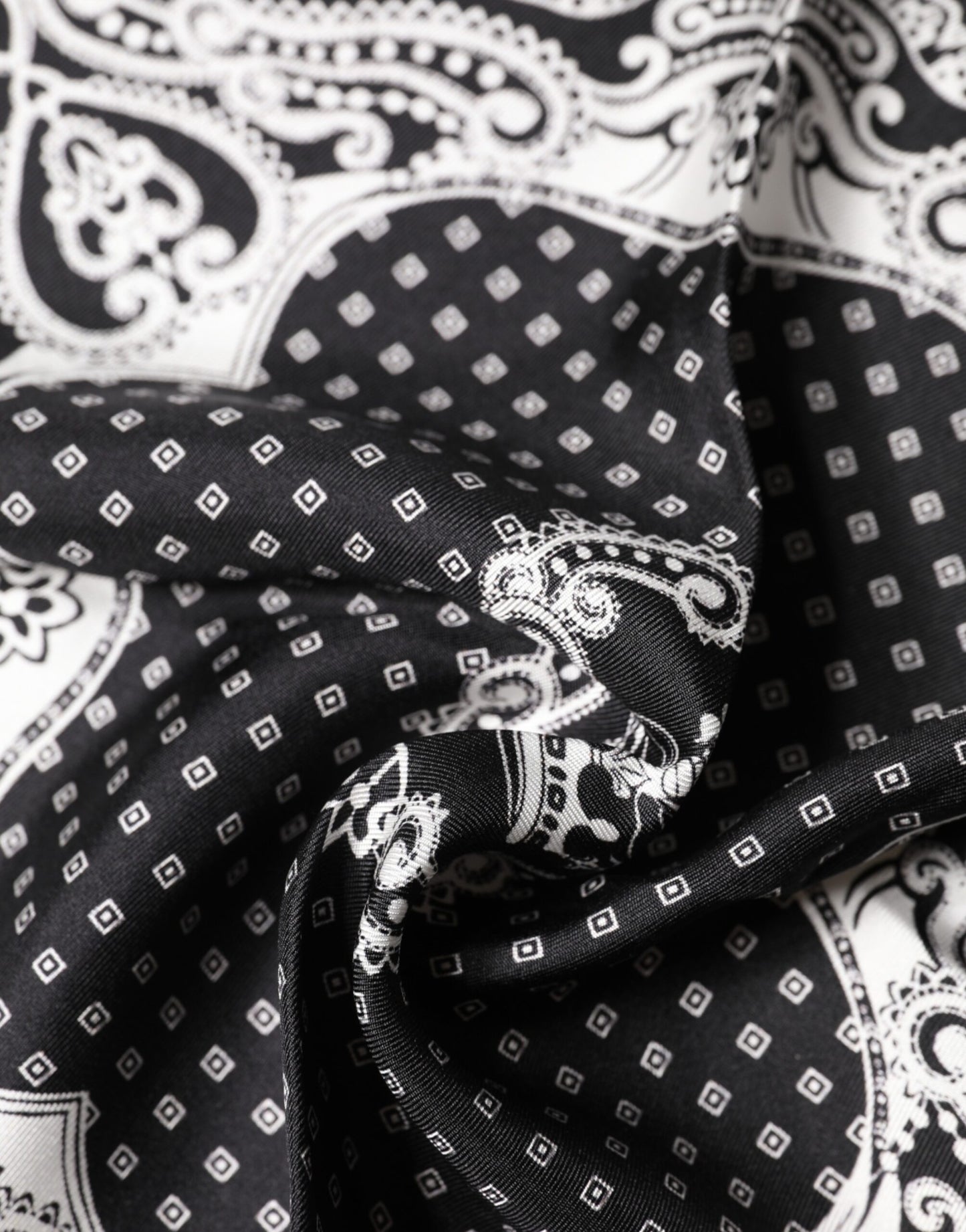 Black Bandana Print Square Handkerchief Scarf