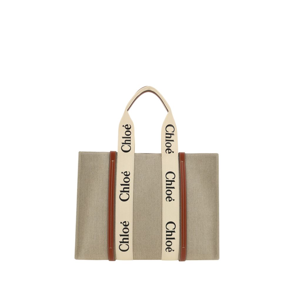 Beige Linen Shoulder Bag