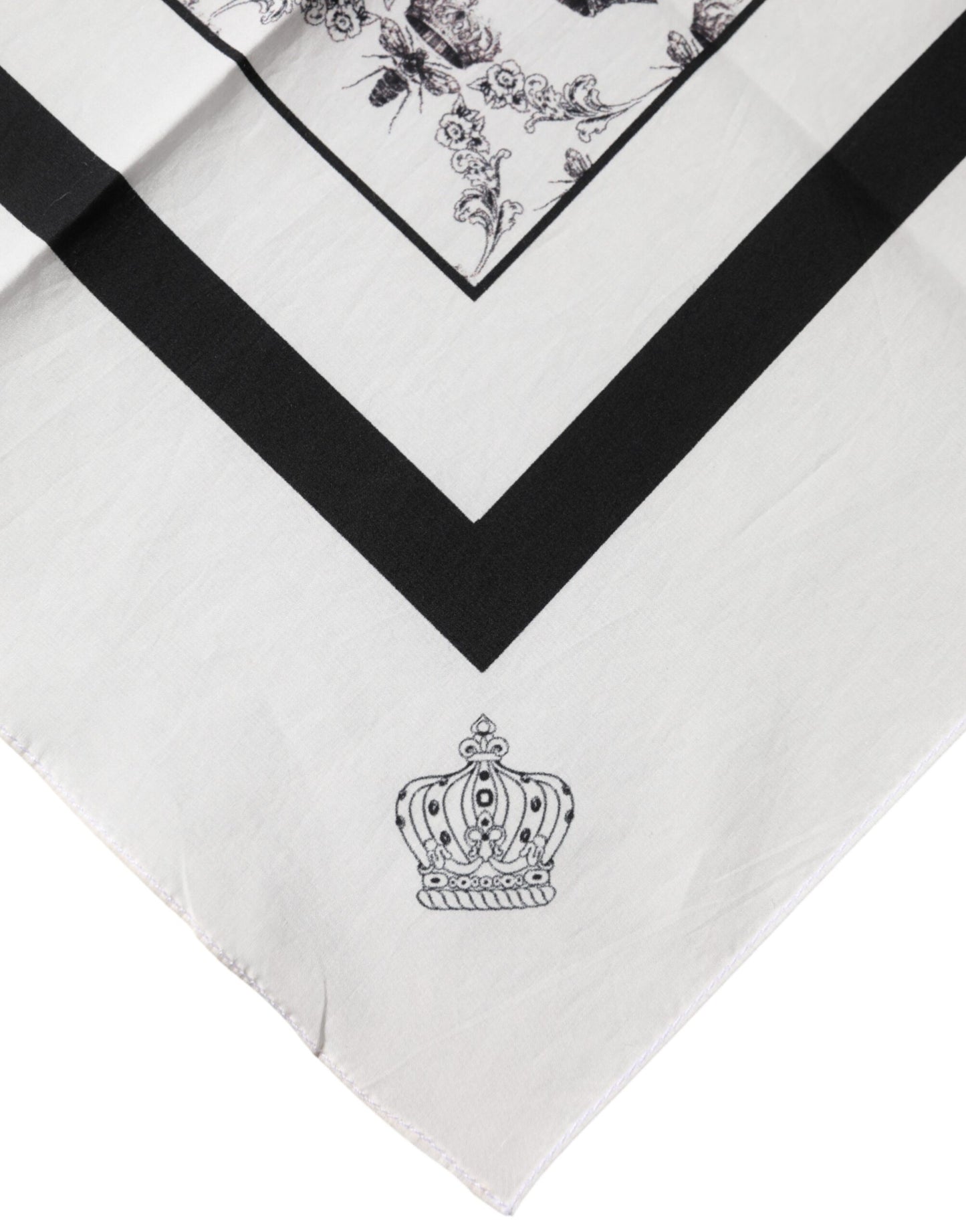 White Crown Cotton Men Square Foulard Scarf