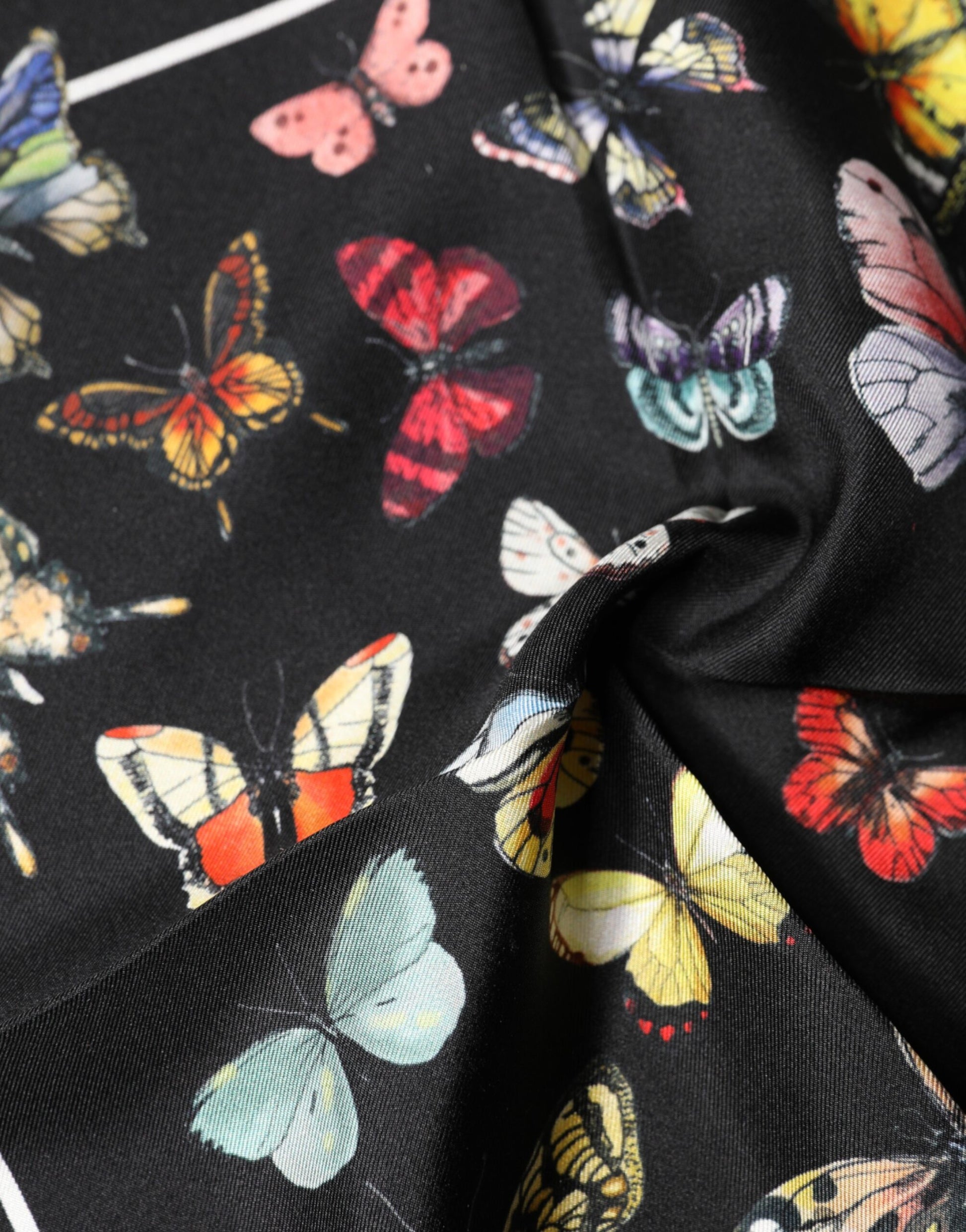 Black Butterfly Print Square Handkerchief Scarf