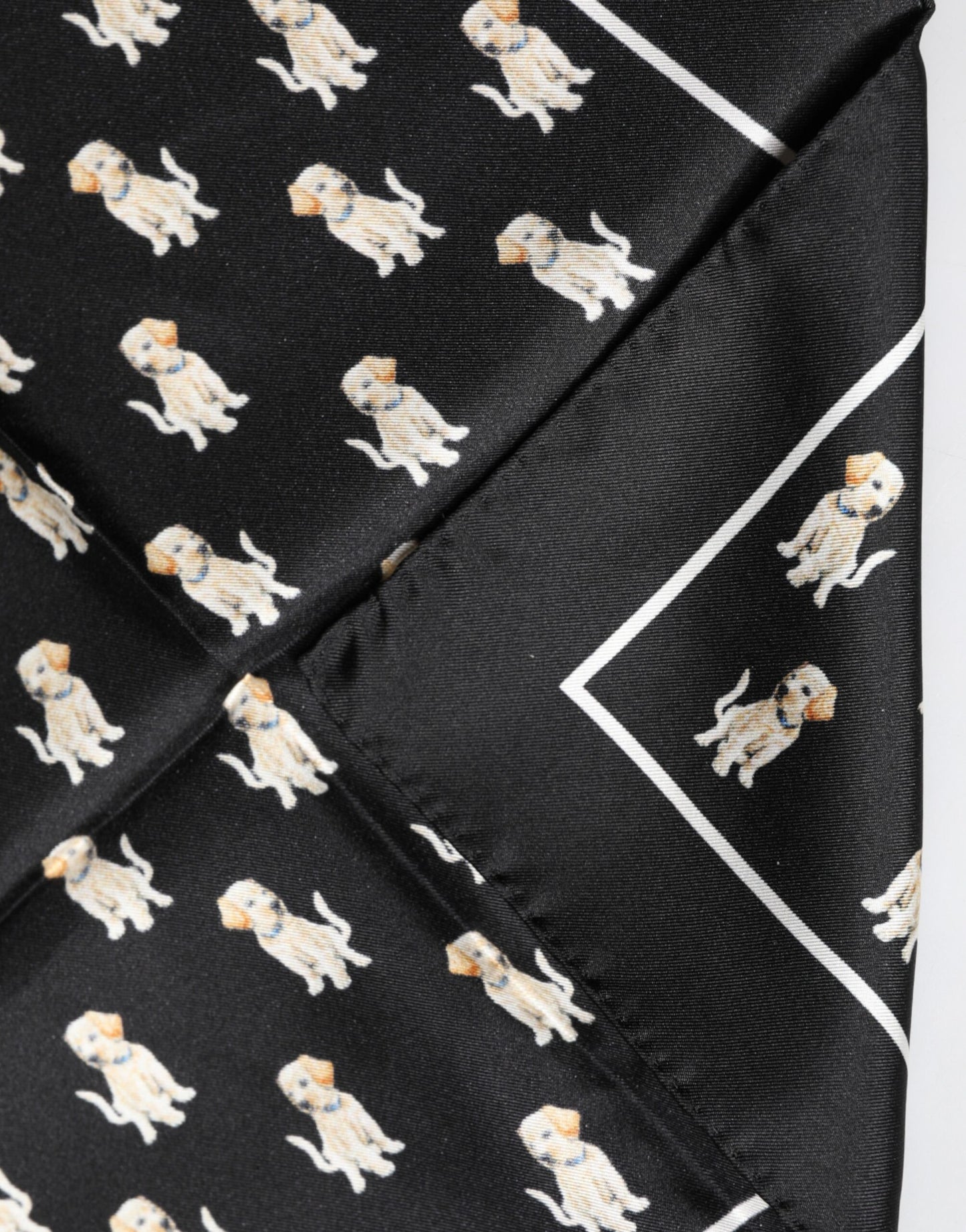 Black Dog Print Square Handkerchief Scarf
