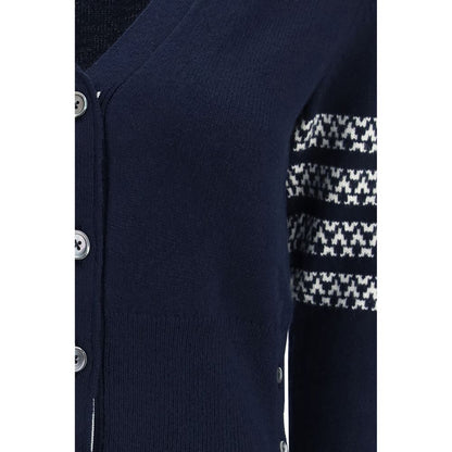 Blue Fleece Wool Cardigan