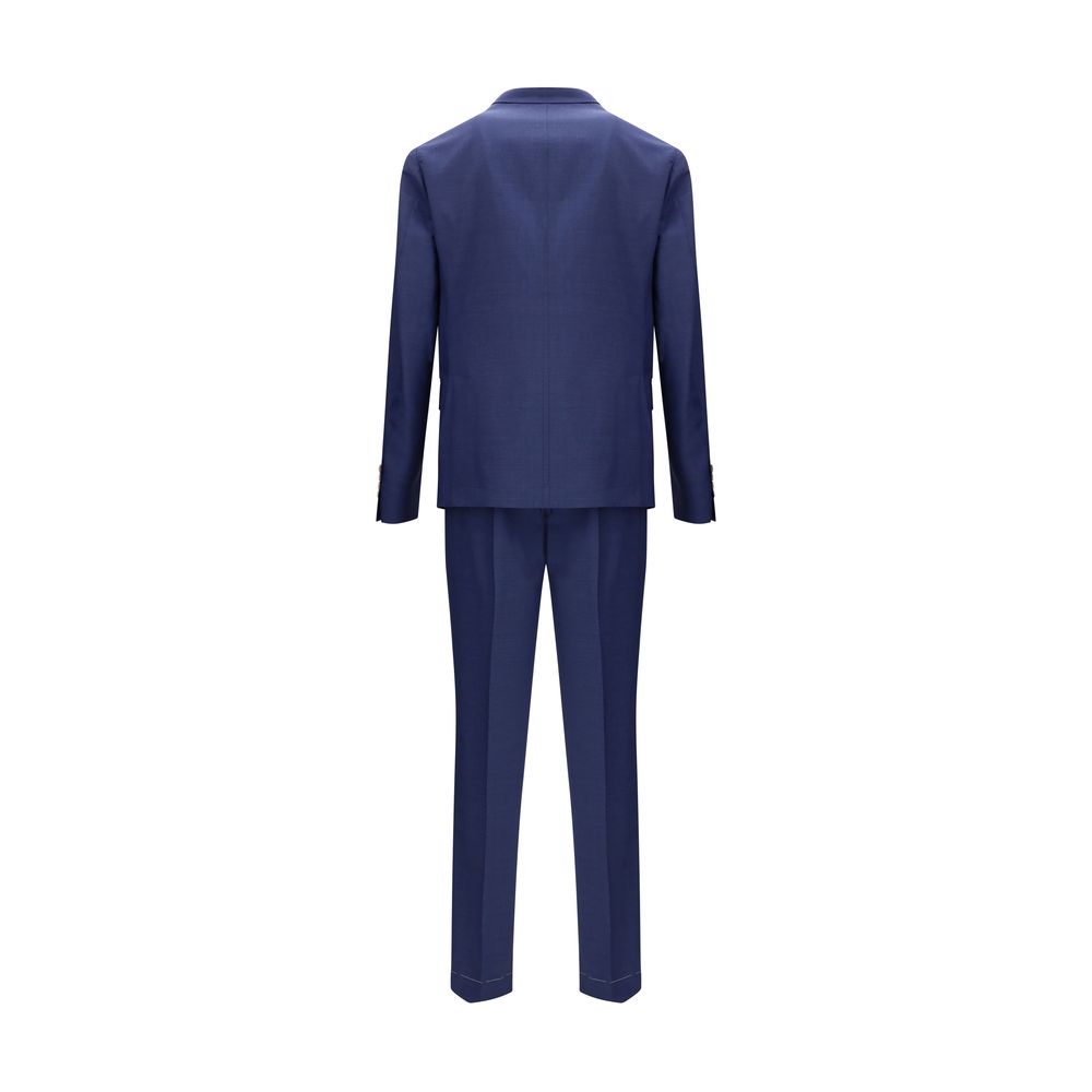 Blue Fleece Wool Two-Piece Suit