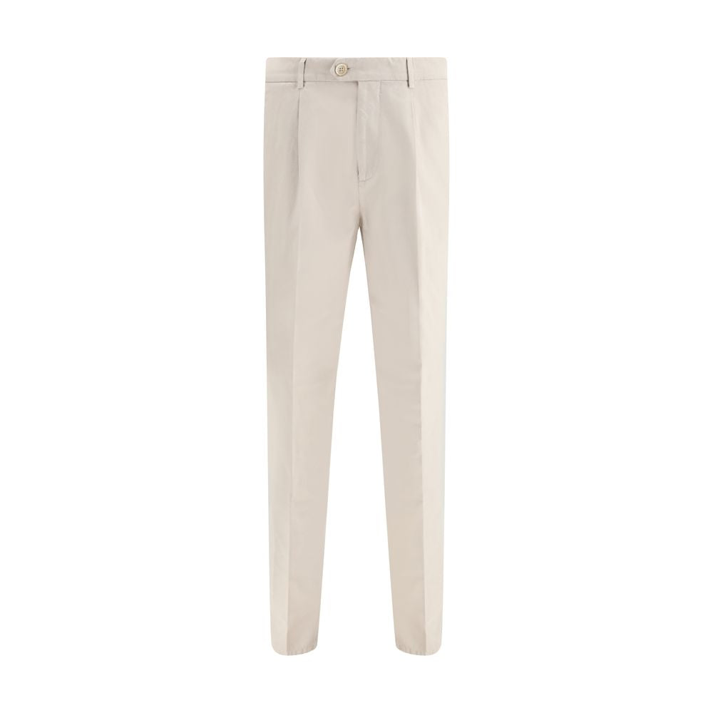 Cream Cotton Casual Pants