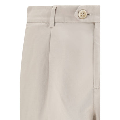 Cream Cotton Casual Pants