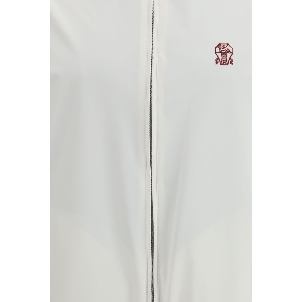 White Polyamide Full-Length Jacket