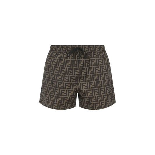 Brown Polyester Swim Shorts