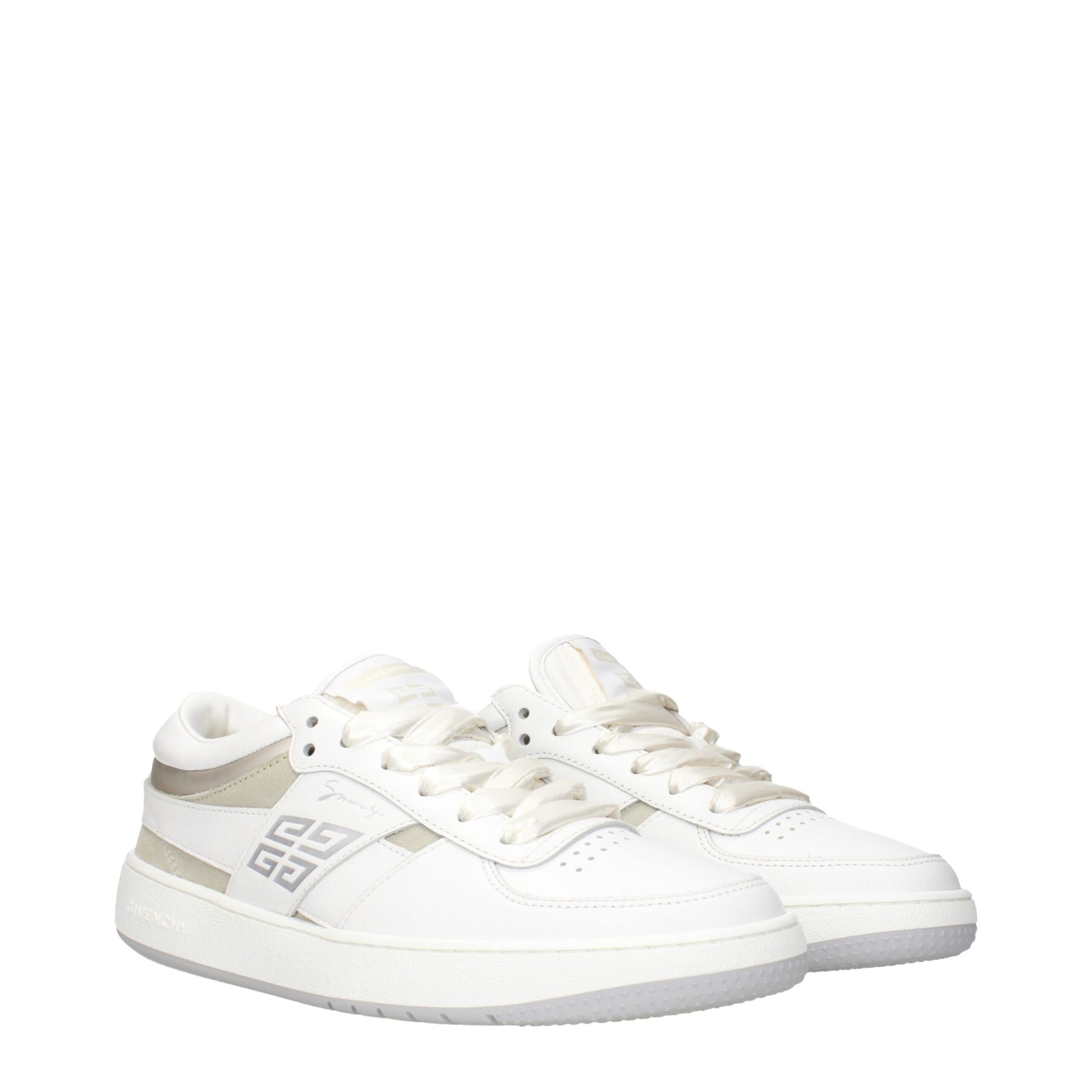 White Leather Low Top Sneakers