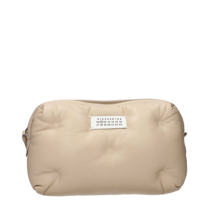 Beige Leather Clutch Bag