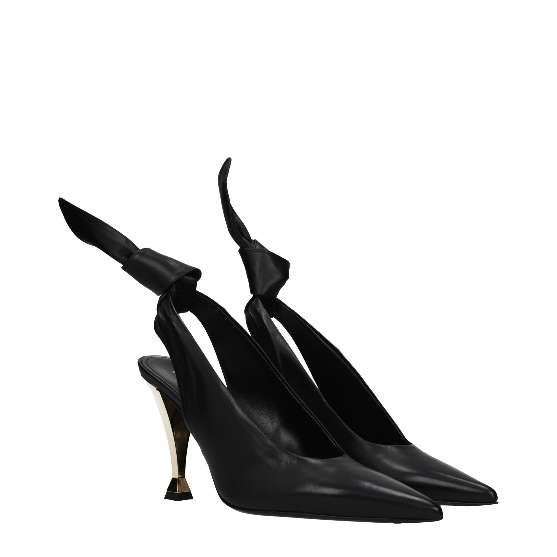 Black Leather High Heel Pumps