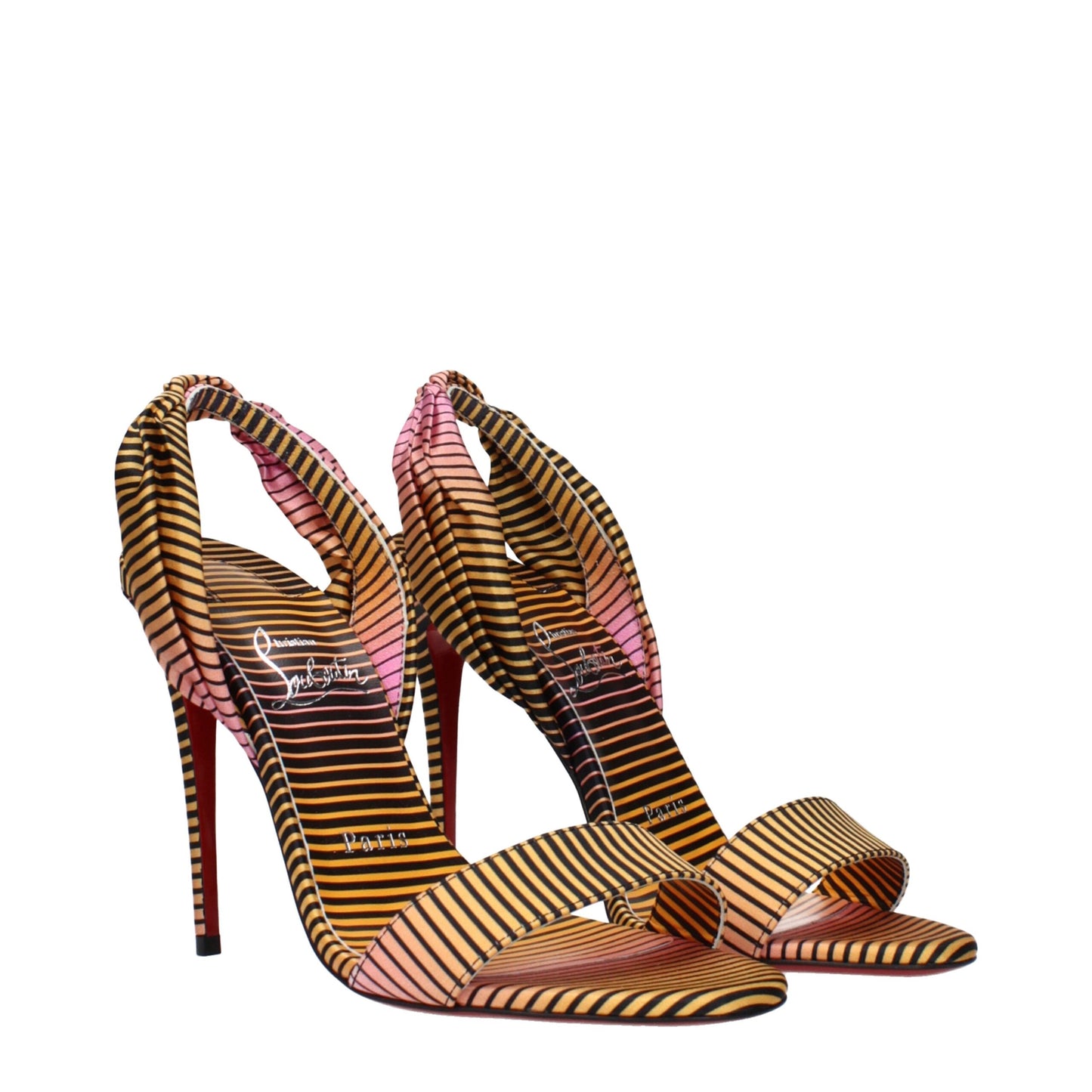 Multicolor Fabric Stiletto Heel Sandals