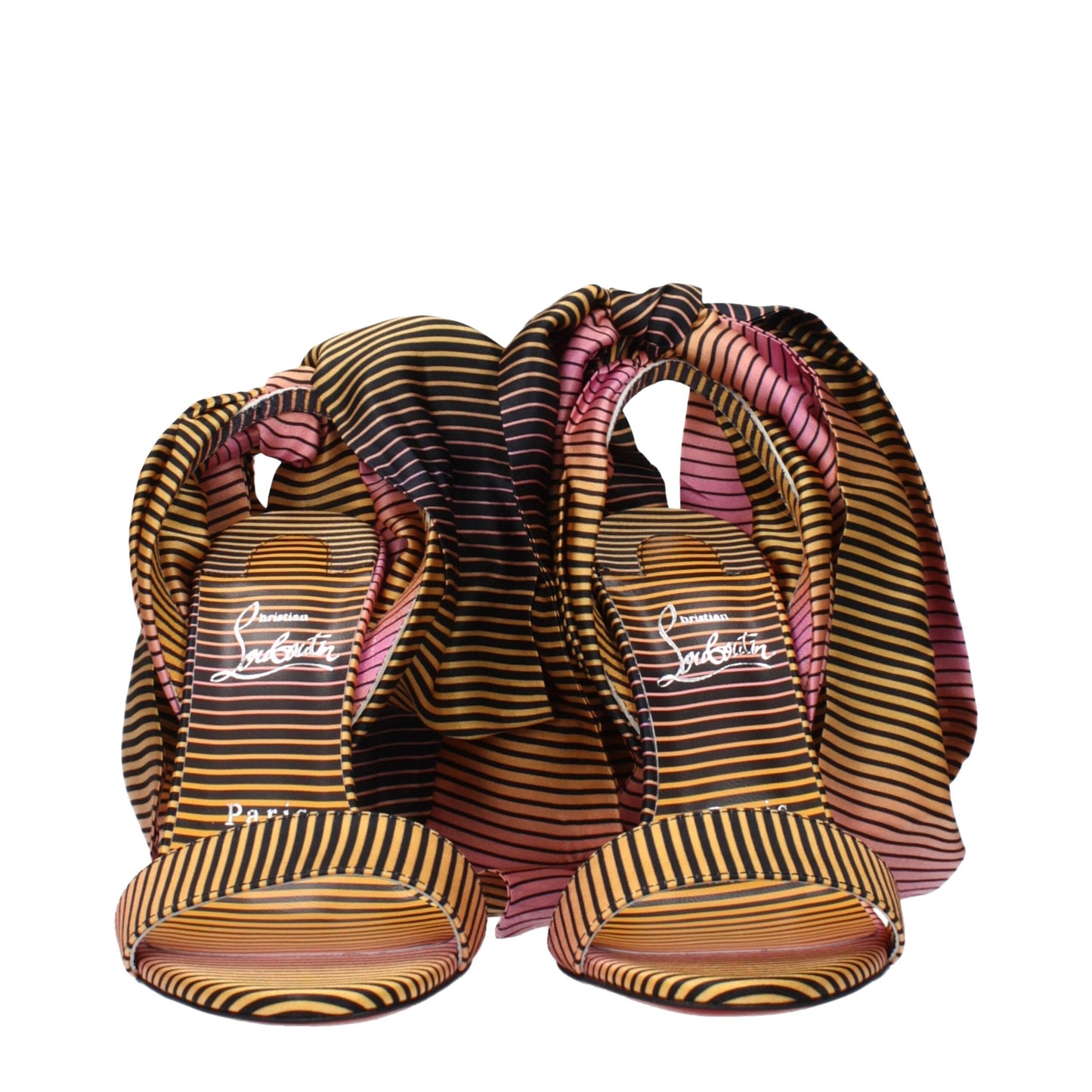 Multicolor Fabric Stiletto Heel Sandals