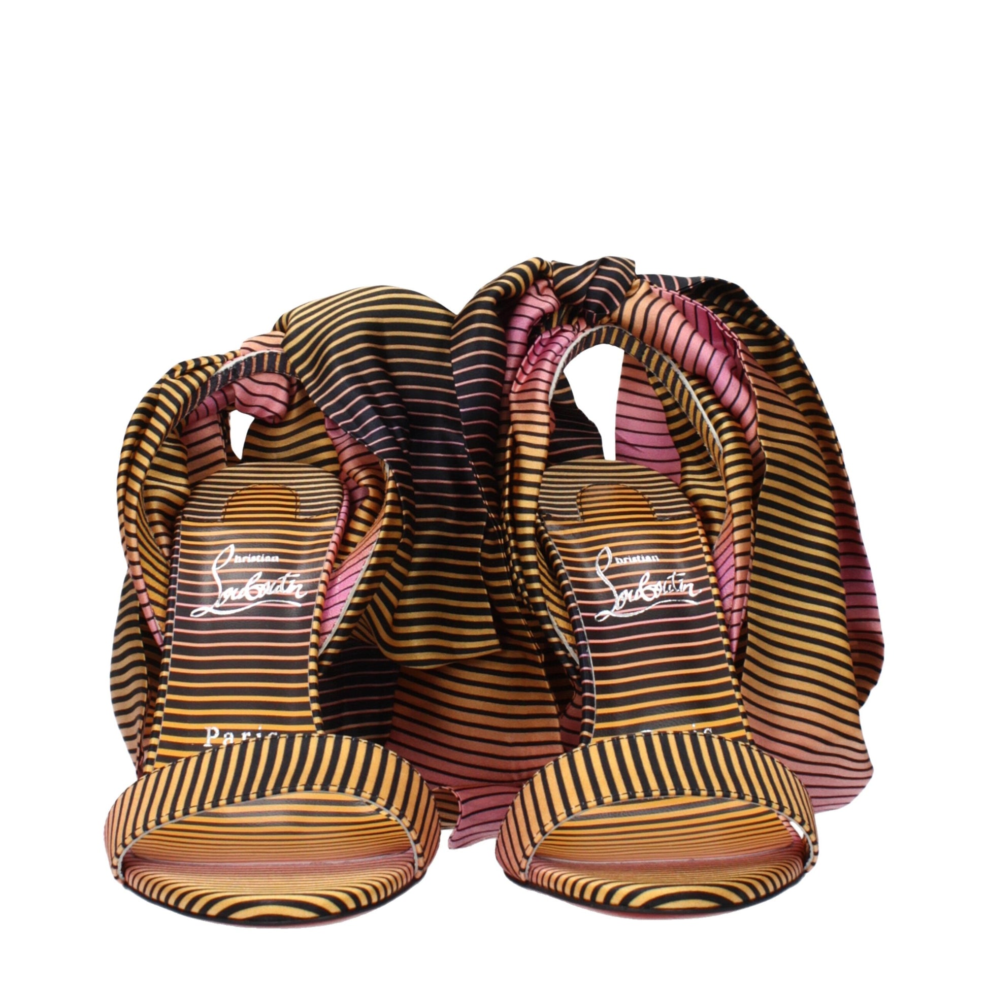 Multicolor Fabric Stiletto Heel Sandals