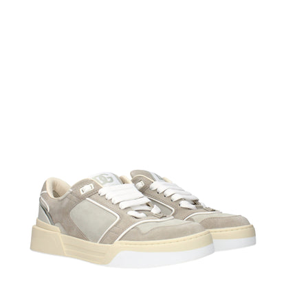 Beige Leather Low Top Sneakers
