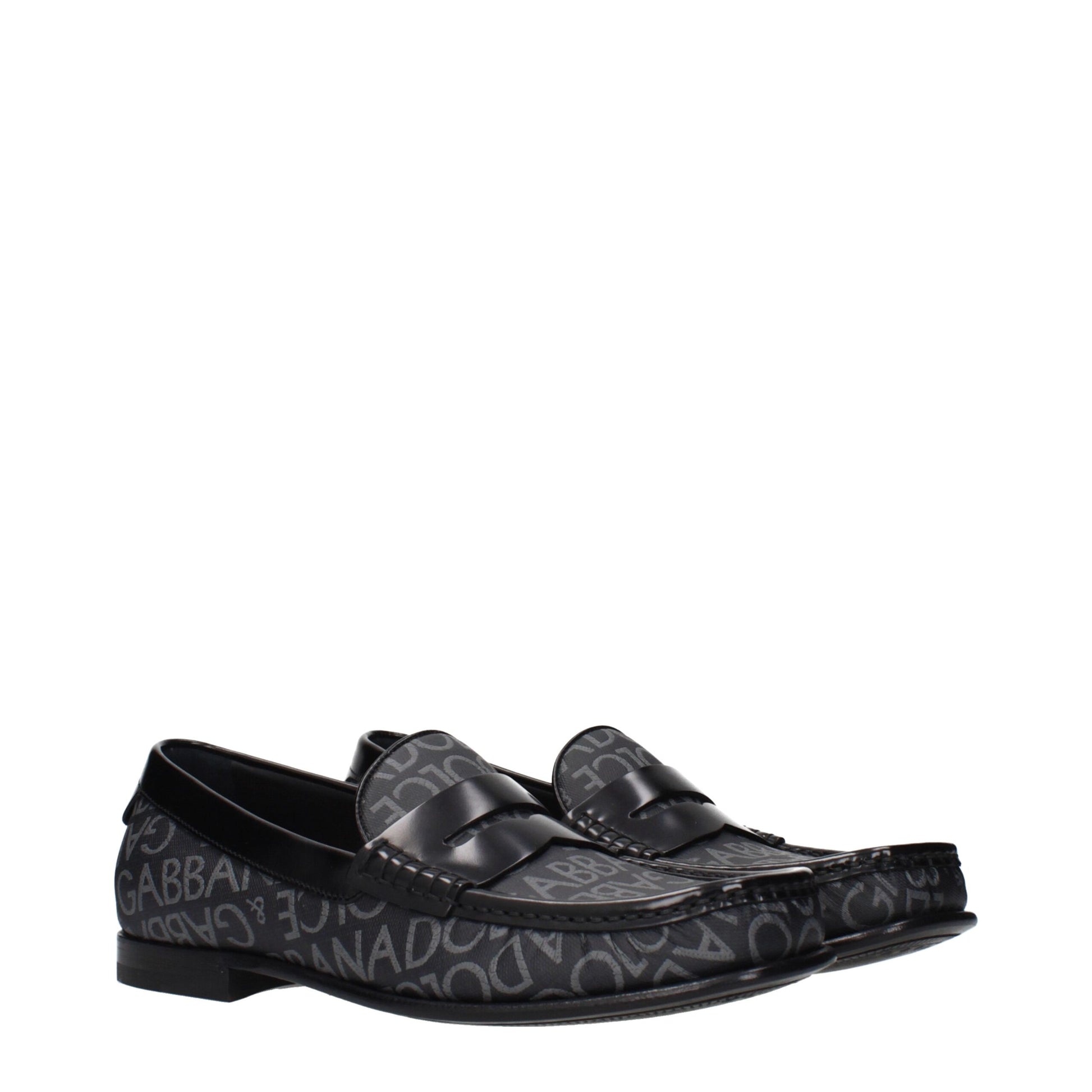 Black Fabric Slip-On Loafers