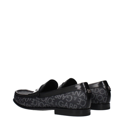 Black Fabric Slip-On Loafers