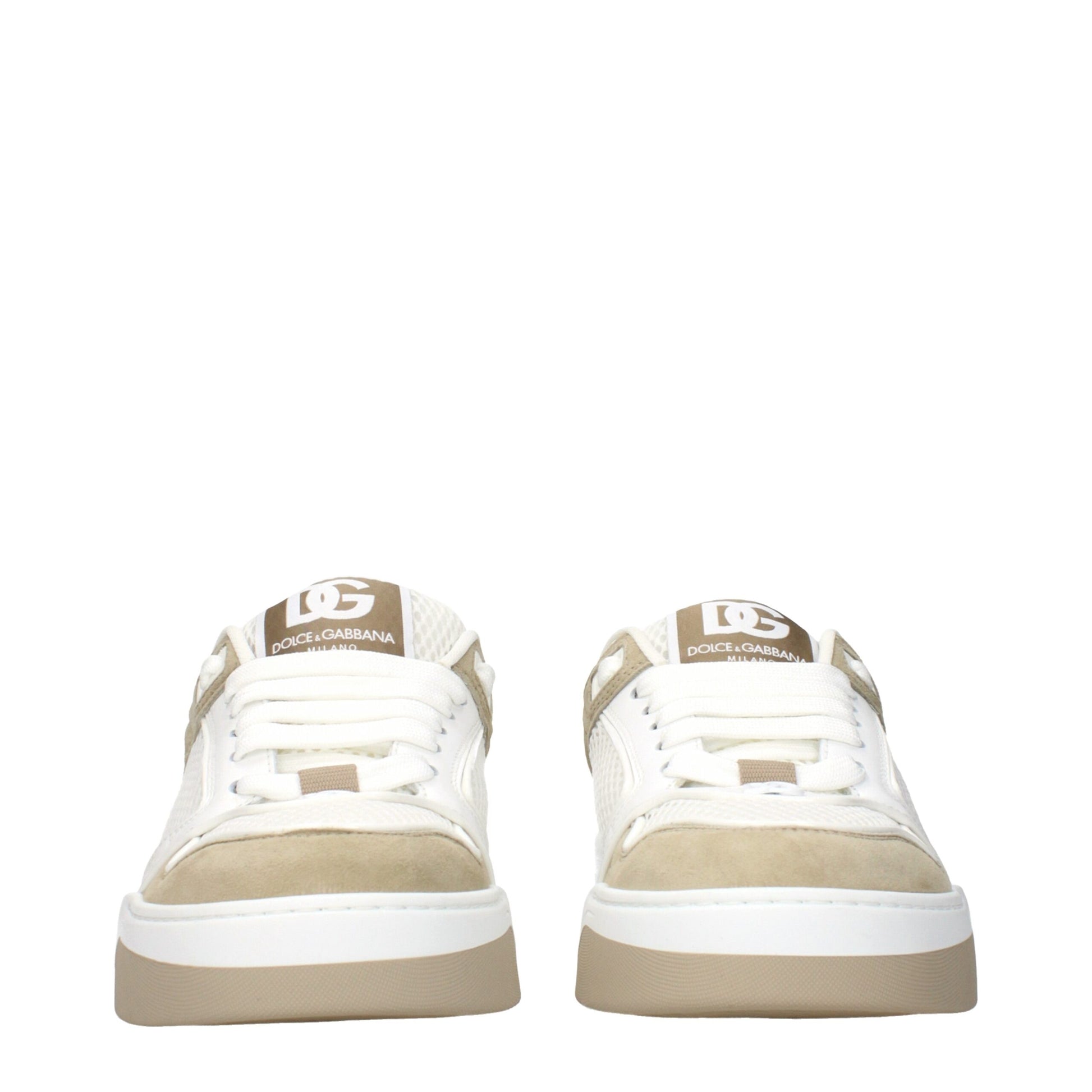 White Fabric Low Top Sneakers