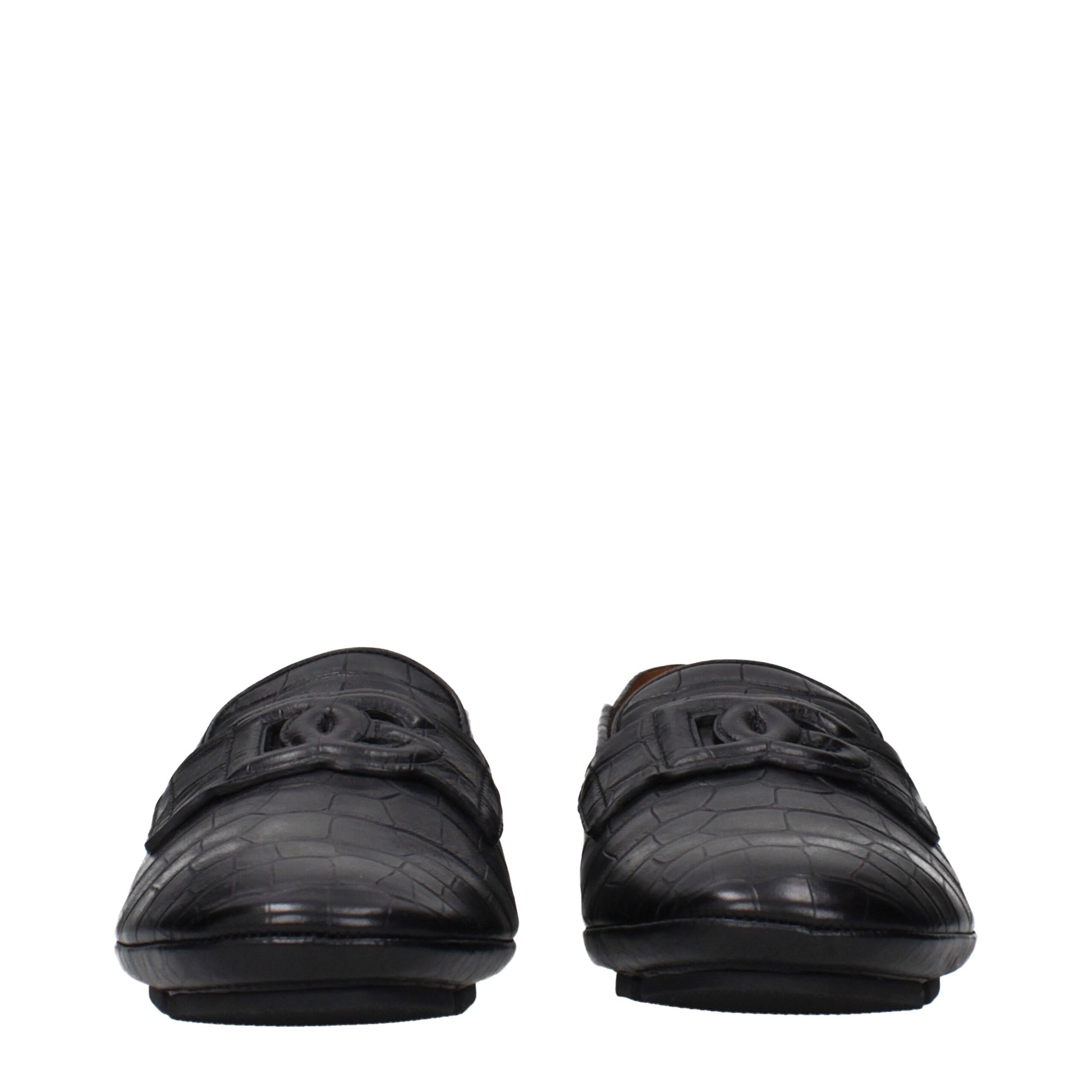 Black Leather Slip-On Loafers